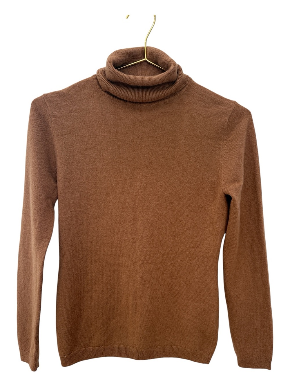Title: Garnet Hill 100% Cashmere Essential Turtleneck Sweater Brown Camel Size S